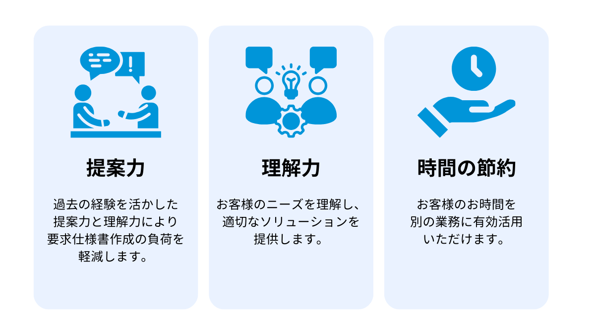 開発用試験機の導入事例。「一から説明しなくても分かってもらえる」という顧客の声を掲載。過去の豊富な経験に基づく提案力と理解力により、要求仕様書作成の負担を大幅に軽減。お客様が本来の業務に専念できる時間創出のメリット